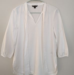 Women's Brooks Brothers white tie top blouse very light material small size 2